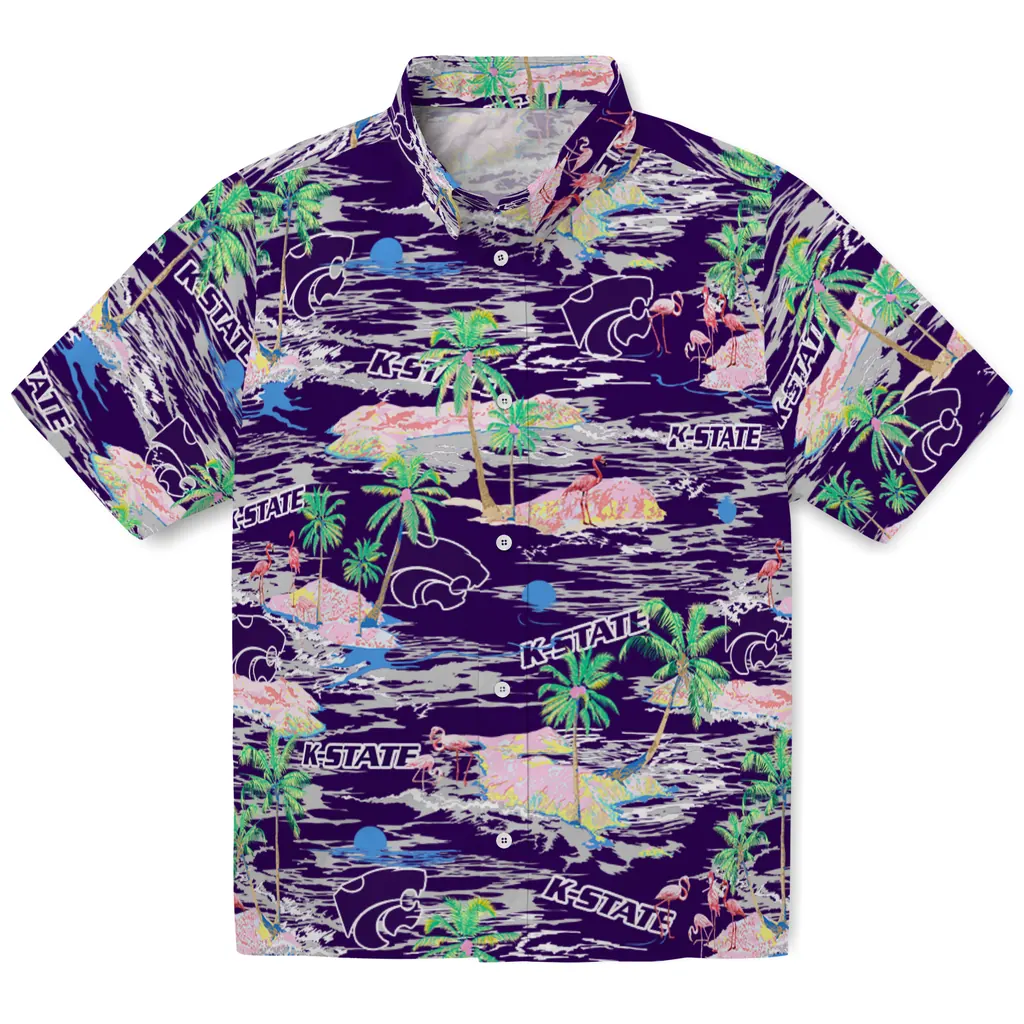 Kansas State Wildcats Hawaiian Shirt - Hawaii Island kansas state wildcats flamingo retreat purple hawaiian shirts best selling