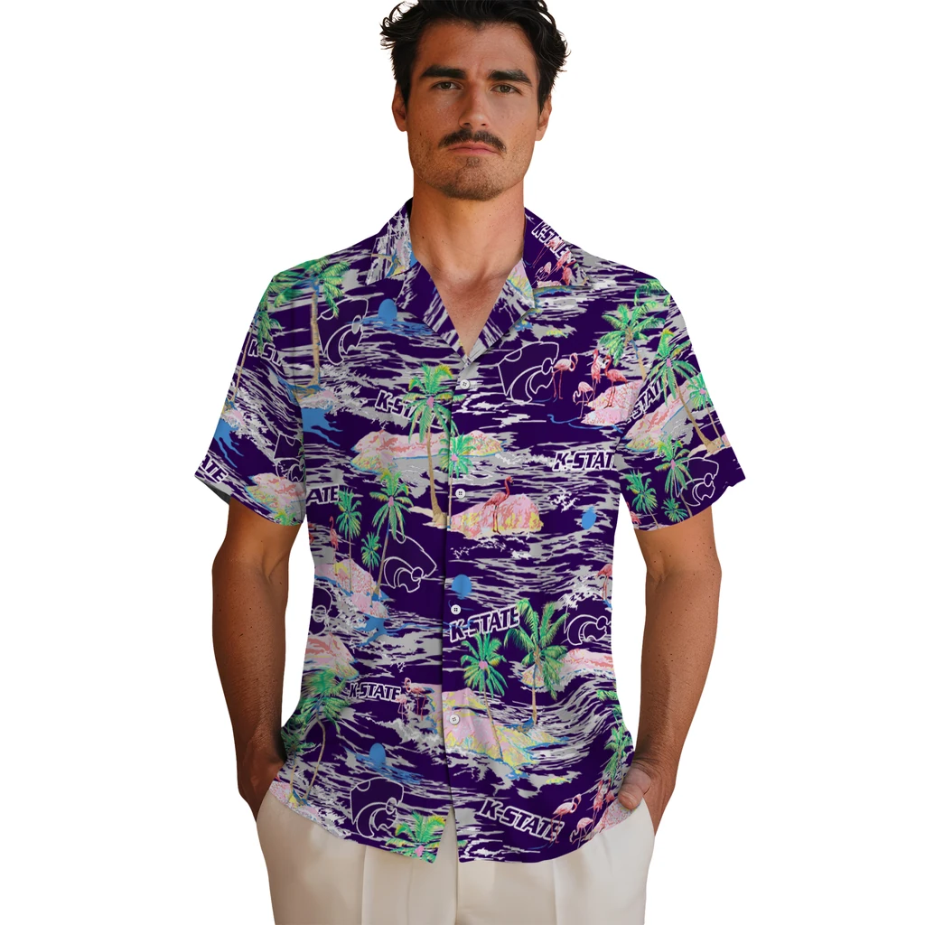 Kansas State Wildcats Hawaiian Shirt - Hawaii Island kansas state wildcats flamingo retreat purple hawaiian shirts fashion forward