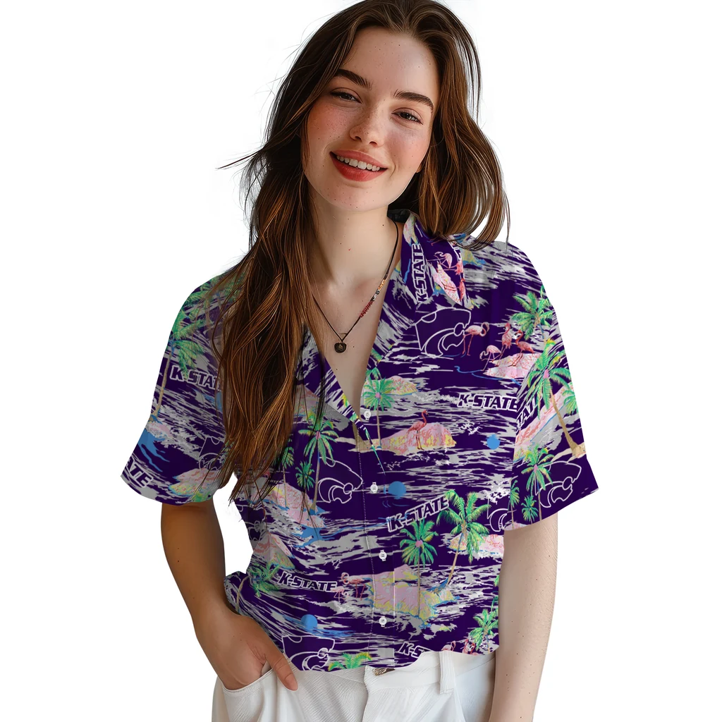 Kansas State Wildcats Hawaiian Shirt - Hawaii Island kansas state wildcats flamingo retreat purple hawaiian shirts latest model