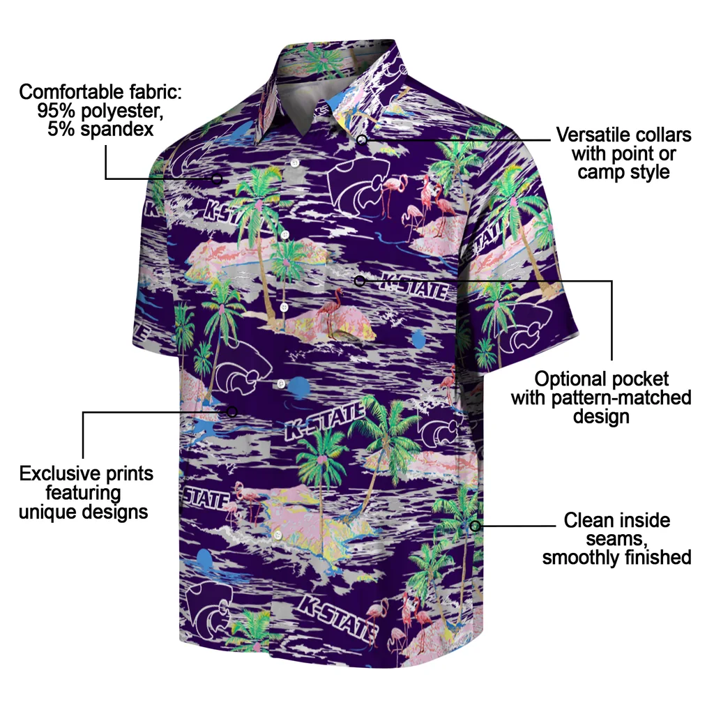 Kansas State Wildcats Hawaiian Shirt - Hawaii Island kansas state wildcats flamingo retreat purple hawaiian shirts new arrival