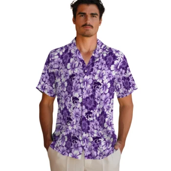 kansas state wildcats hibiscus blooms purple hawaiian shirts fashion forward
