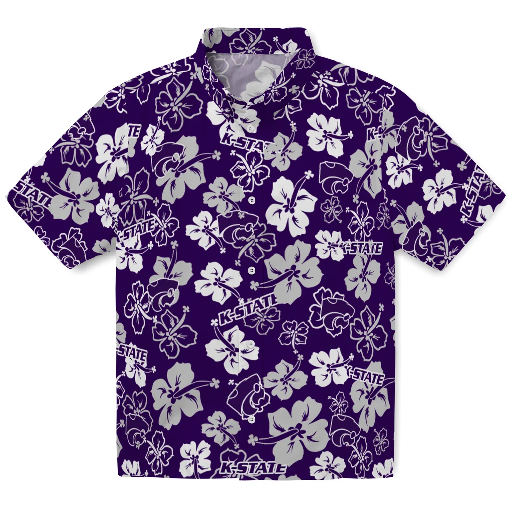 Kansas State Wildcats Hawaiian Shirt - Hibiscus Flower Design kansas state wildcats hibiscus bloom purple hawaiian shirts best selling