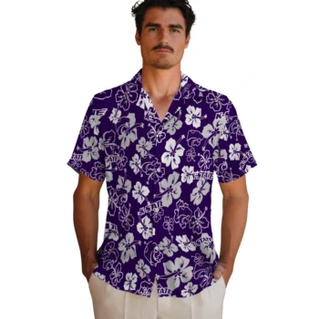 kansas state wildcats hibiscus bloom purple hawaiian shirts fashion forward