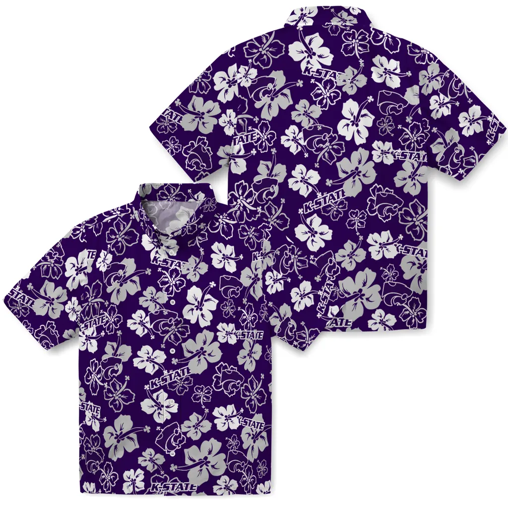 Kansas State Wildcats Hawaiian Shirt - Hibiscus Flower Design kansas state wildcats hibiscus bloom purple hawaiian shirts high quality
