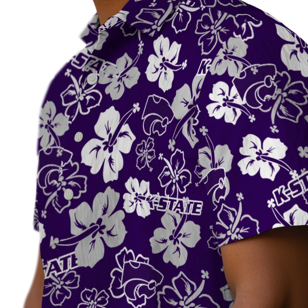 Kansas State Wildcats Hawaiian Shirt - Hibiscus Flower Design kansas state wildcats hibiscus bloom purple hawaiian shirts trendy
