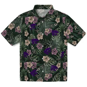 kansas state wildcats hibiscus leaves pattern green hawaiian shirts best selling