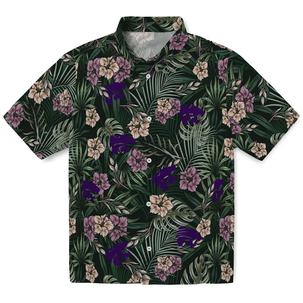 Kansas State Wildcats Hawaiian Shirt - Hibiscus Leaves Pattern kansas state wildcats hibiscus leaves pattern green hawaiian shirts best selling