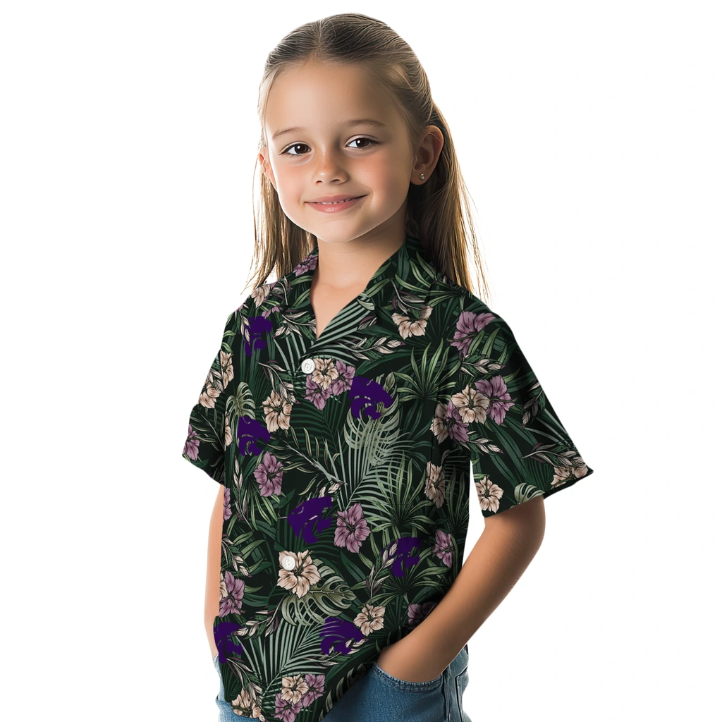 Kansas State Wildcats Hawaiian Shirt - Hibiscus Leaves Pattern kansas state wildcats hibiscus leaves pattern green hawaiian shirts premium grade