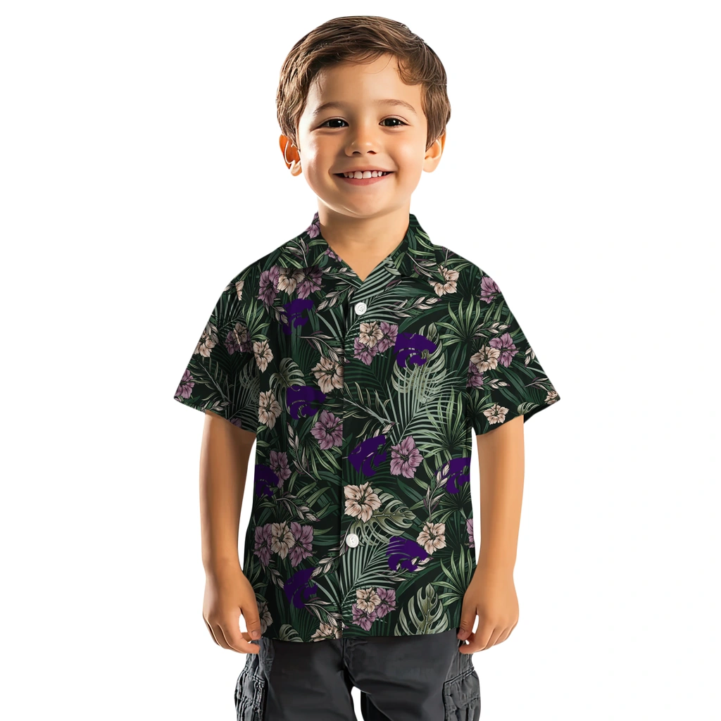 Kansas State Wildcats Hawaiian Shirt - Hibiscus Leaves Pattern kansas state wildcats hibiscus leaves pattern green hawaiian shirts top rated