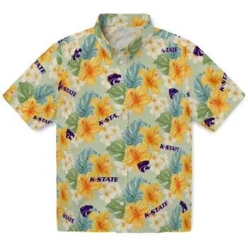 kansas state wildcats hibiscus mood pale lime yellow hawaiian shirts best selling