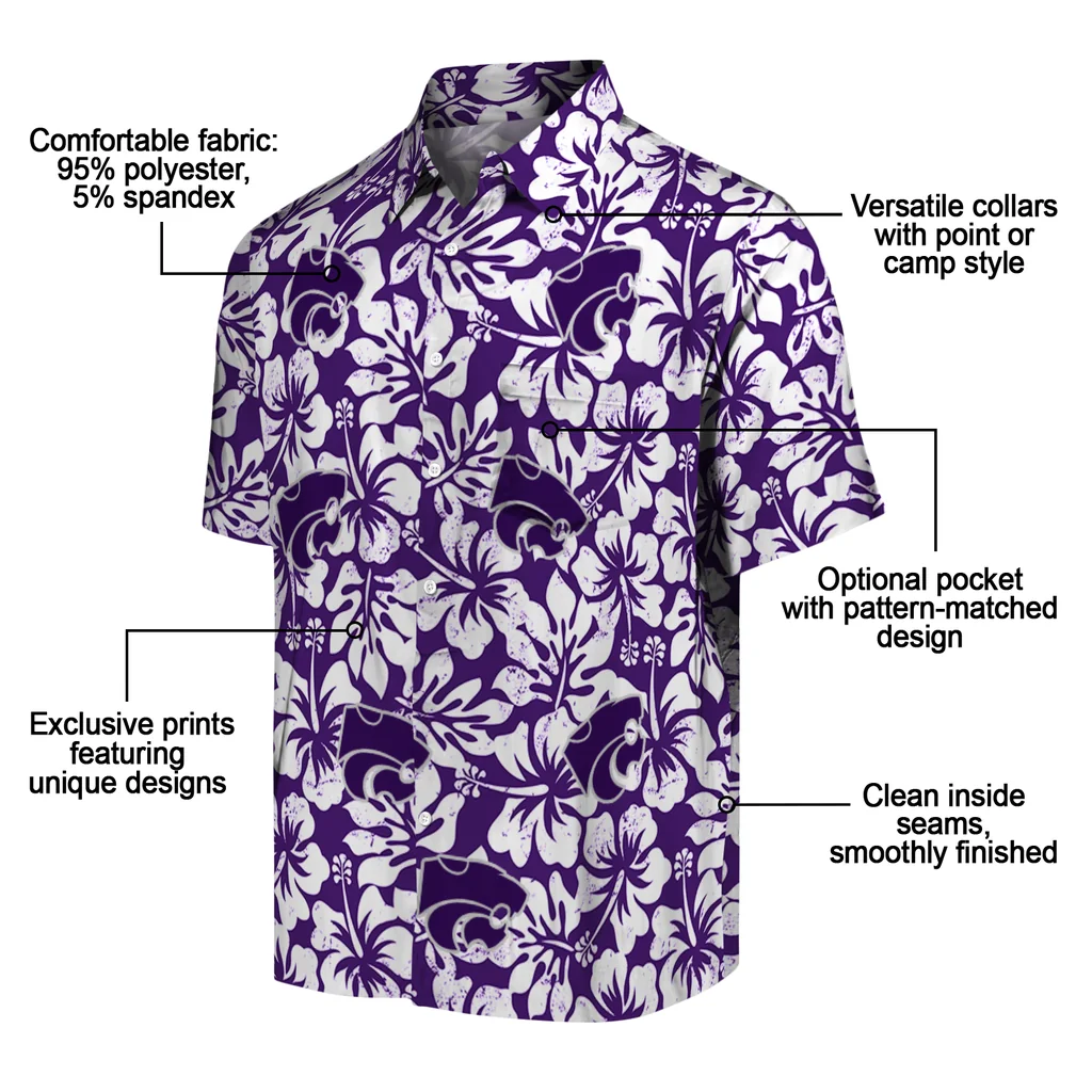 Kansas State Wildcats Hawaiian Shirt - Hibiscus Motif kansas state wildcats hibiscus motif purple white hawaiian shirts new arrival