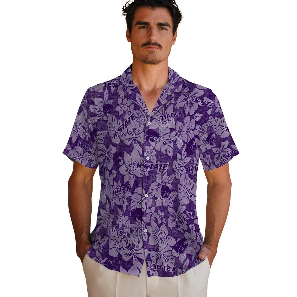 Kansas State Wildcats Hawaiian Shirt - Hibiscus Oasis kansas state wildcats hibiscus oasis purple hawaiian shirts fashion forward