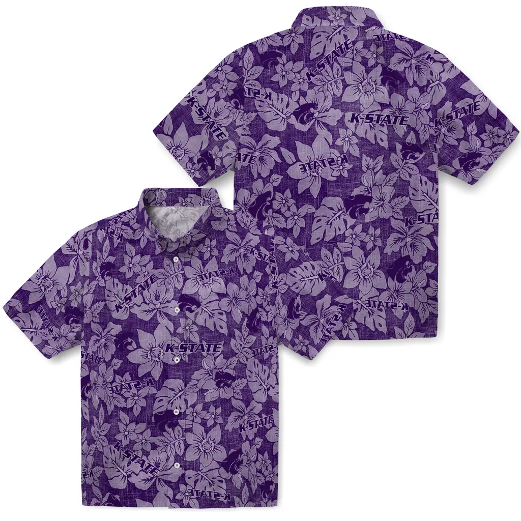Kansas State Wildcats Hawaiian Shirt - Hibiscus Oasis kansas state wildcats hibiscus oasis purple hawaiian shirts high quality