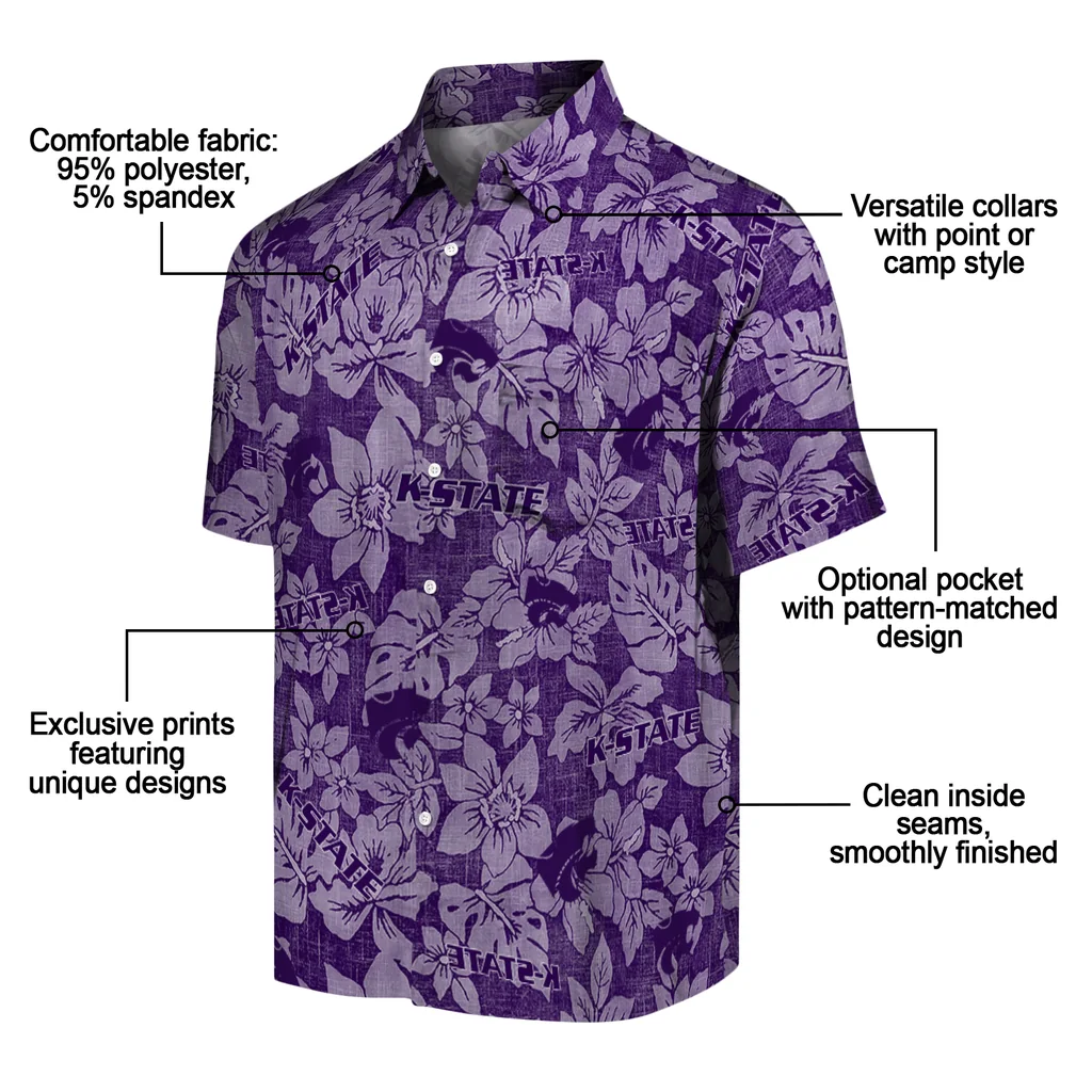 Kansas State Wildcats Hawaiian Shirt - Hibiscus Oasis kansas state wildcats hibiscus oasis purple hawaiian shirts new arrival