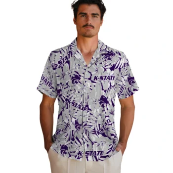 kansas state wildcats hibiscus overlay hawaiian shirts fashion forward