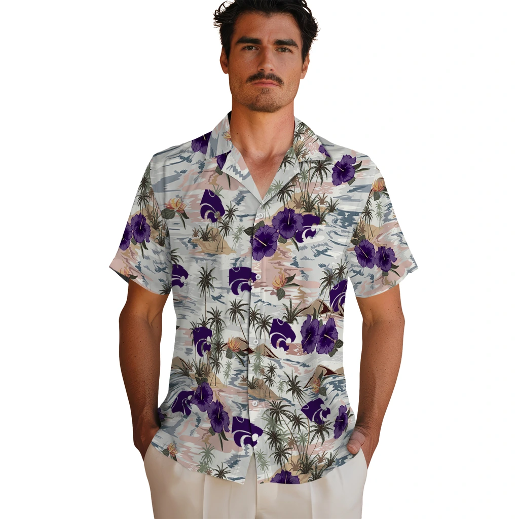 Kansas State Wildcats Hawaiian Shirt - Hibiscus Seaside kansas state wildcats hibiscus seaside white hawaiian shirts fashion forward