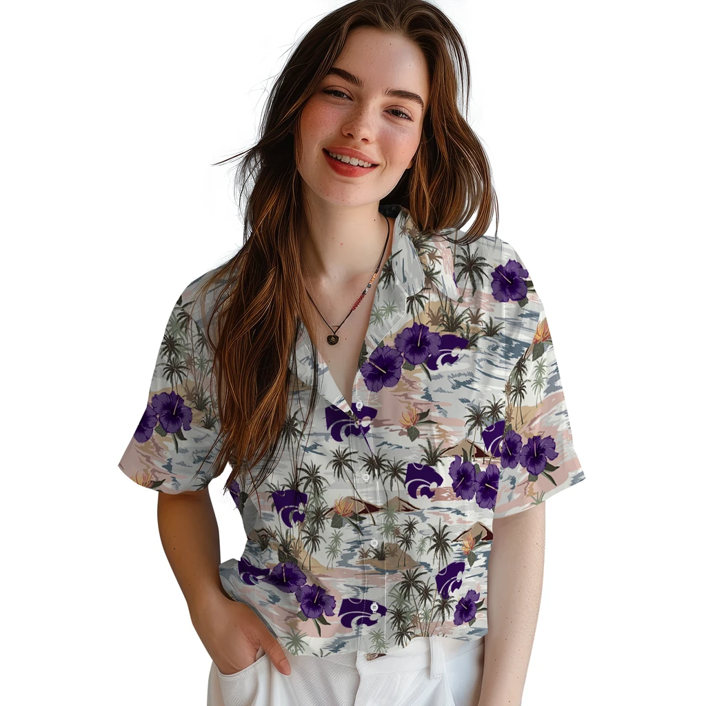 Kansas State Wildcats Hawaiian Shirt - Hibiscus Seaside kansas state wildcats hibiscus seaside white hawaiian shirts latest model