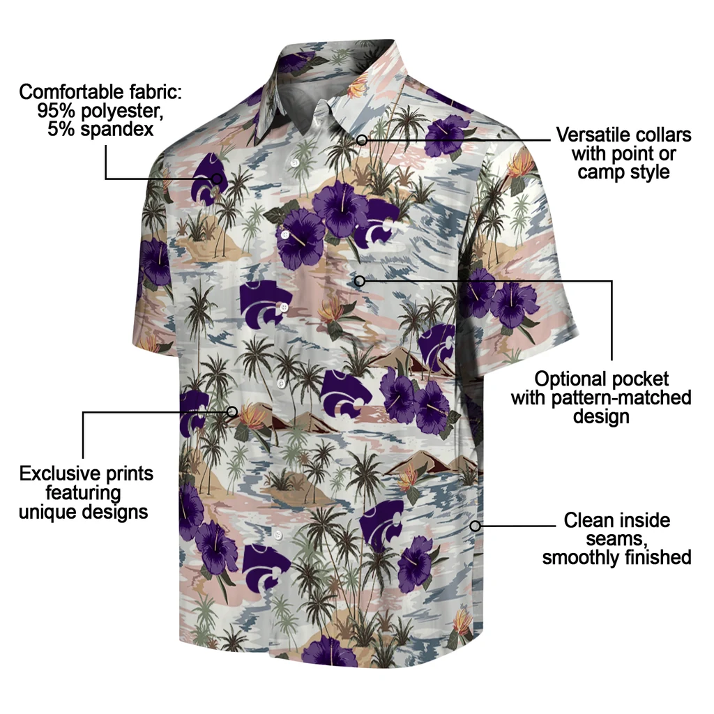 Kansas State Wildcats Hawaiian Shirt - Hibiscus Seaside kansas state wildcats hibiscus seaside white hawaiian shirts new arrival