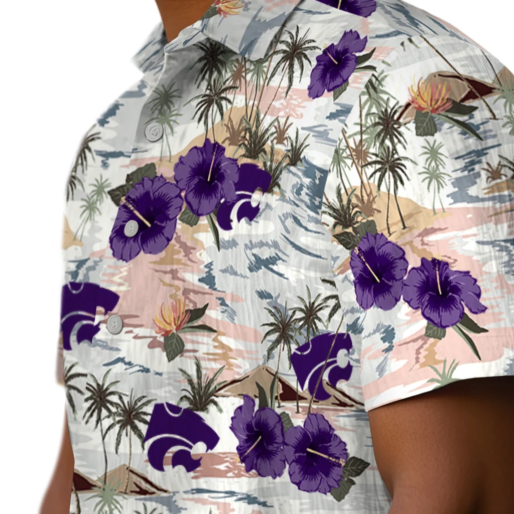 Kansas State Wildcats Hawaiian Shirt - Hibiscus Seaside kansas state wildcats hibiscus seaside white hawaiian shirts trendy
