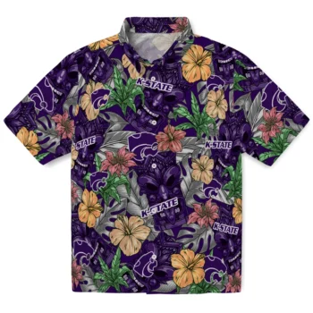 kansas state wildcats tiki jungle purple hawaiian shirts best selling