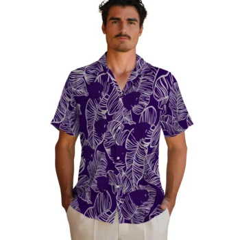 kansas state wildcats leaf outline purple hawaiian shirts fashion forward