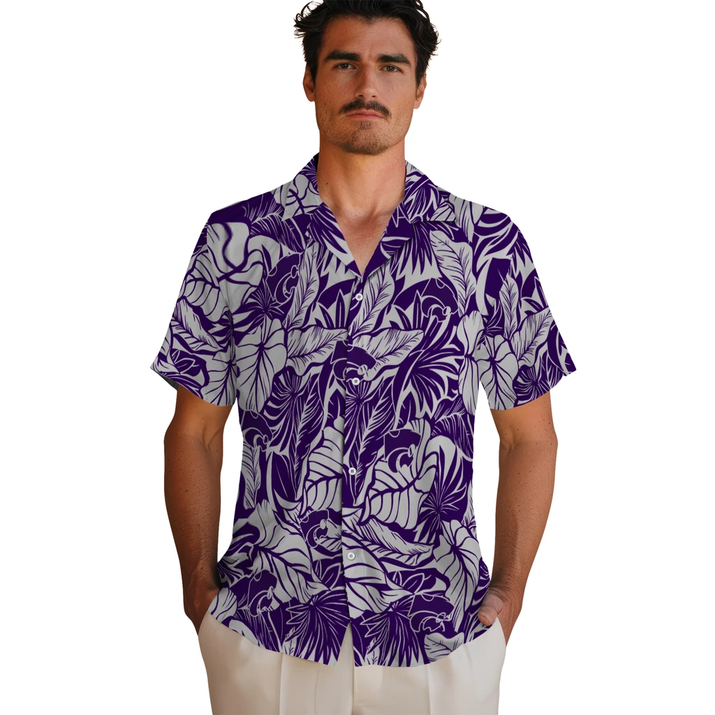 Kansas State Wildcats Hawaiian Shirt - Monstera Layer kansas state wildcats monstera layer purple hawaiian shirts fashion forward