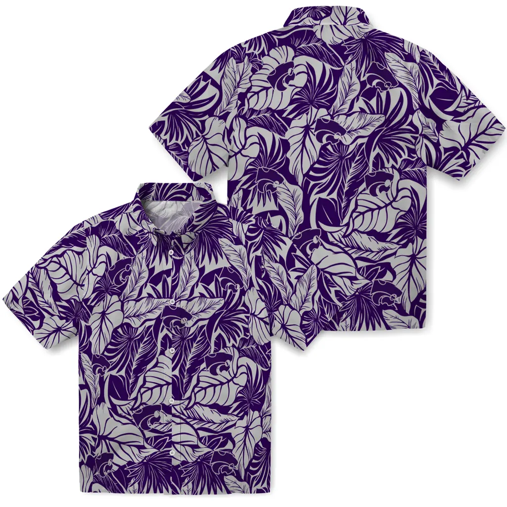 Kansas State Wildcats Hawaiian Shirt - Monstera Layer kansas state wildcats monstera layer purple hawaiian shirts high quality