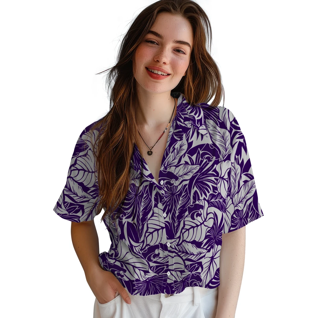 Kansas State Wildcats Hawaiian Shirt - Monstera Layer kansas state wildcats monstera layer purple hawaiian shirts latest model
