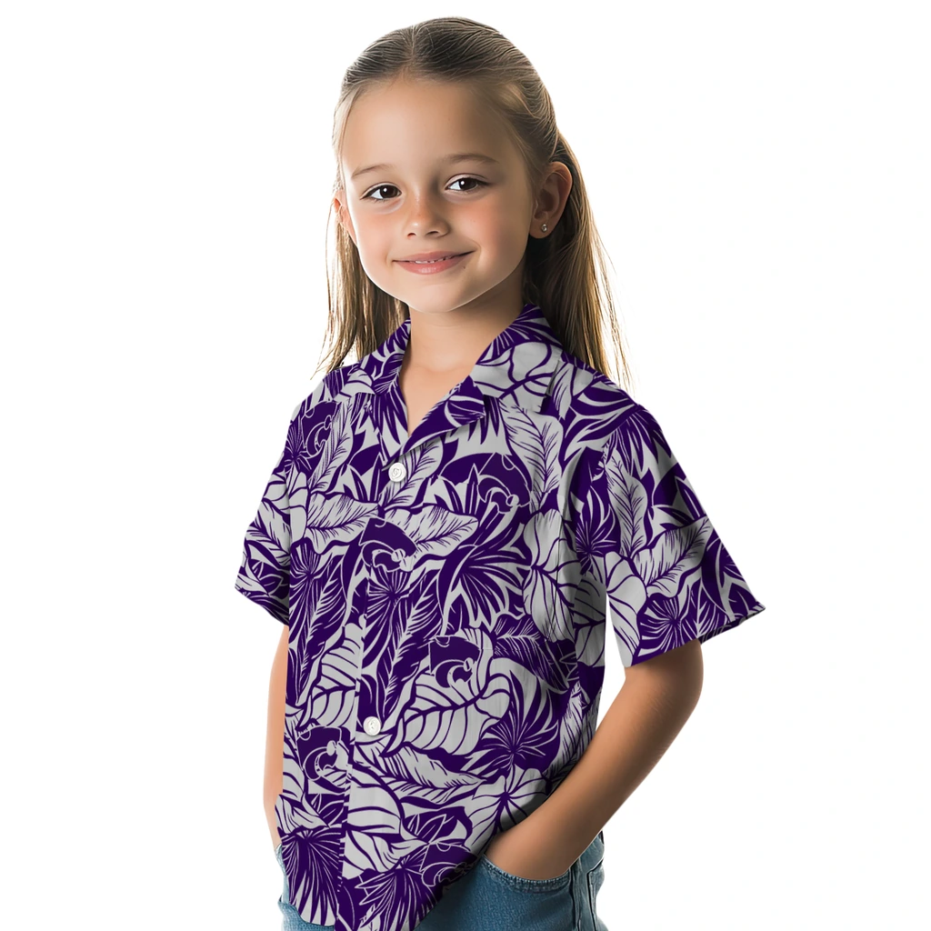 Kansas State Wildcats Hawaiian Shirt - Monstera Layer kansas state wildcats monstera layer purple hawaiian shirts premium grade