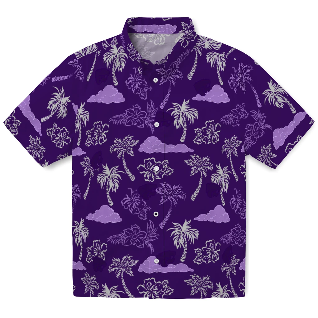 Kansas State Wildcats Hawaiian Shirt - Palm And Clouds kansas state wildcats palm and clouds purple hawaiian shirts best selling
