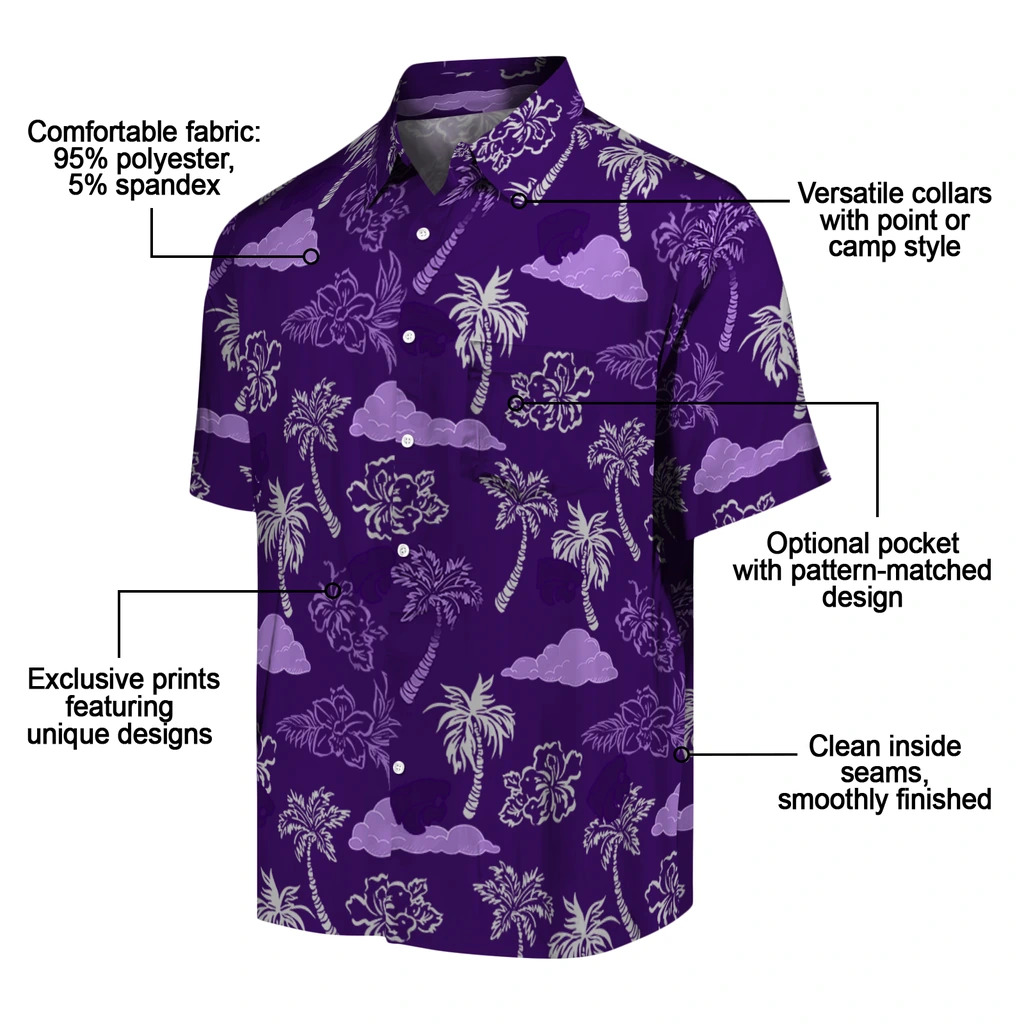 Kansas State Wildcats Hawaiian Shirt - Palm And Clouds kansas state wildcats palm and clouds purple hawaiian shirts new arrival