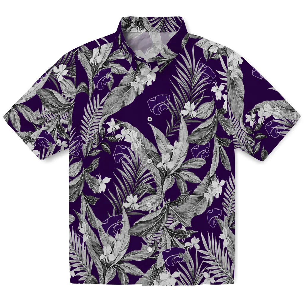 Kansas State Wildcats Hawaiian Shirt - Palm Leaves kansas state wildcats palm leaves purple hawaiian shirts best selling