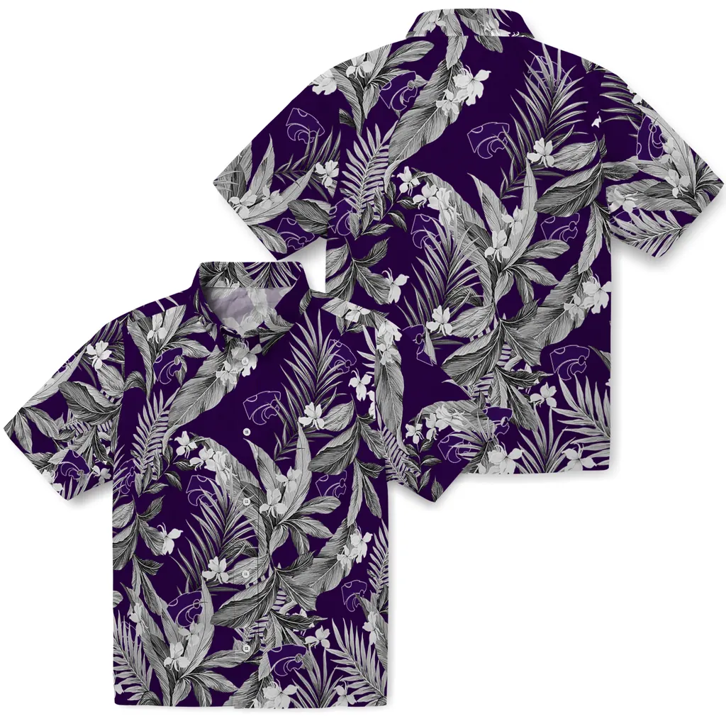 Kansas State Wildcats Hawaiian Shirt - Palm Leaves kansas state wildcats palm leaves purple hawaiian shirts high quality