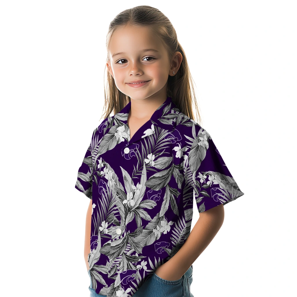 Kansas State Wildcats Hawaiian Shirt - Palm Leaves kansas state wildcats palm leaves purple hawaiian shirts premium grade