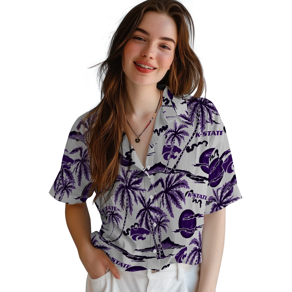 Kansas State Wildcats Hawaiian Shirt - Palm Sunset kansas state wildcats palm sunset hawaiian shirts latest model