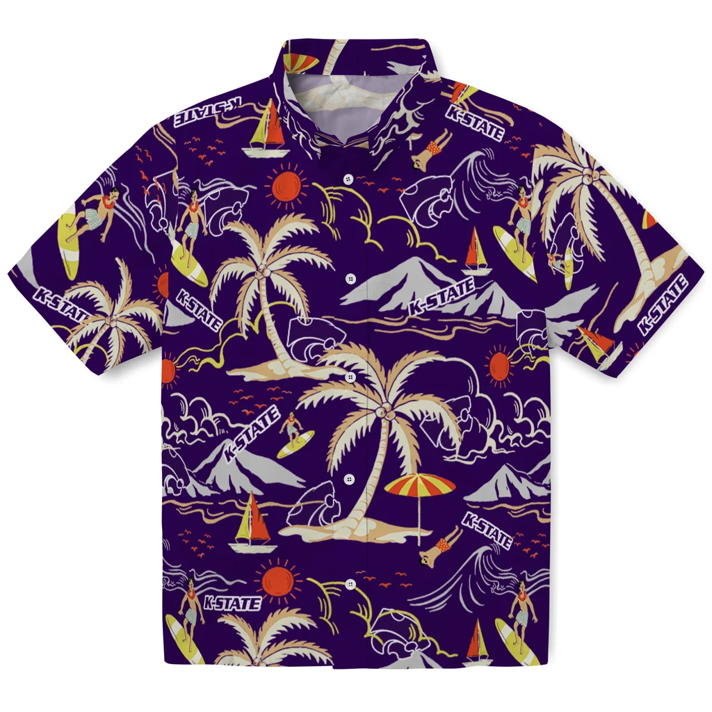 Kansas State Wildcats Hawaiian Shirt - Palm Tree Island kansas state wildcats palm tree island purple hawaiian shirts best selling