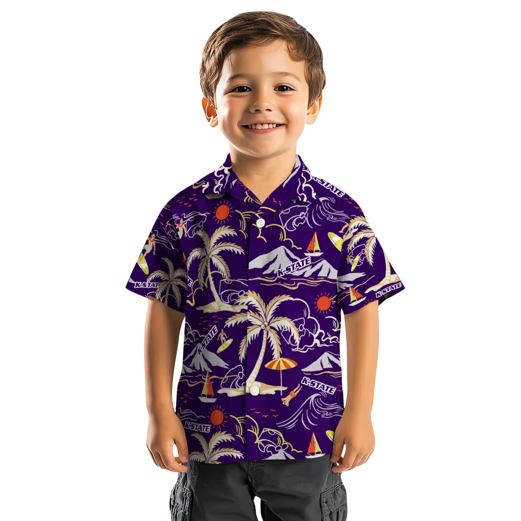 Kansas State Wildcats Hawaiian Shirt - Palm Tree Island kansas state wildcats palm tree island purple hawaiian shirts top rated