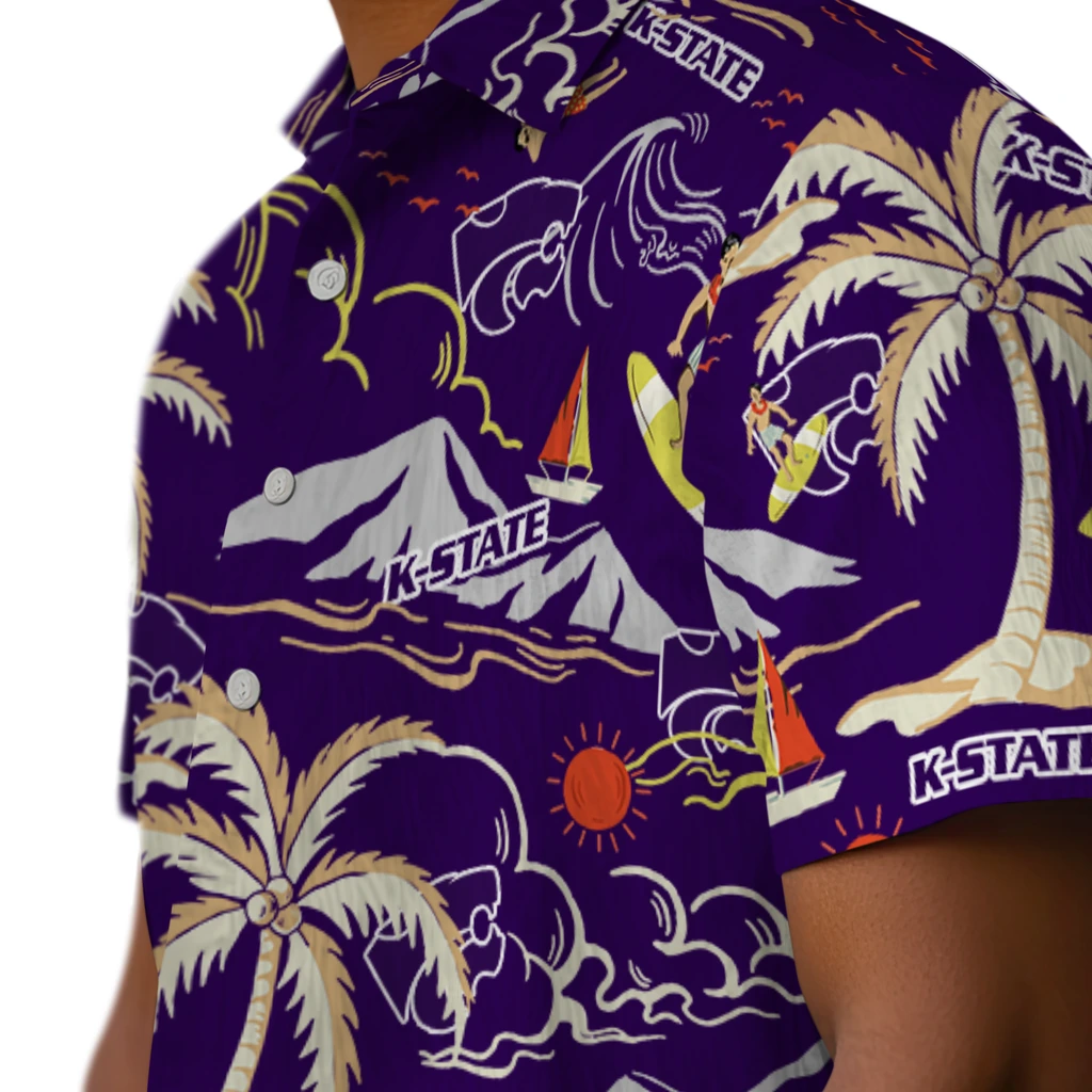 Kansas State Wildcats Hawaiian Shirt - Palm Tree Island kansas state wildcats palm tree island purple hawaiian shirts trendy