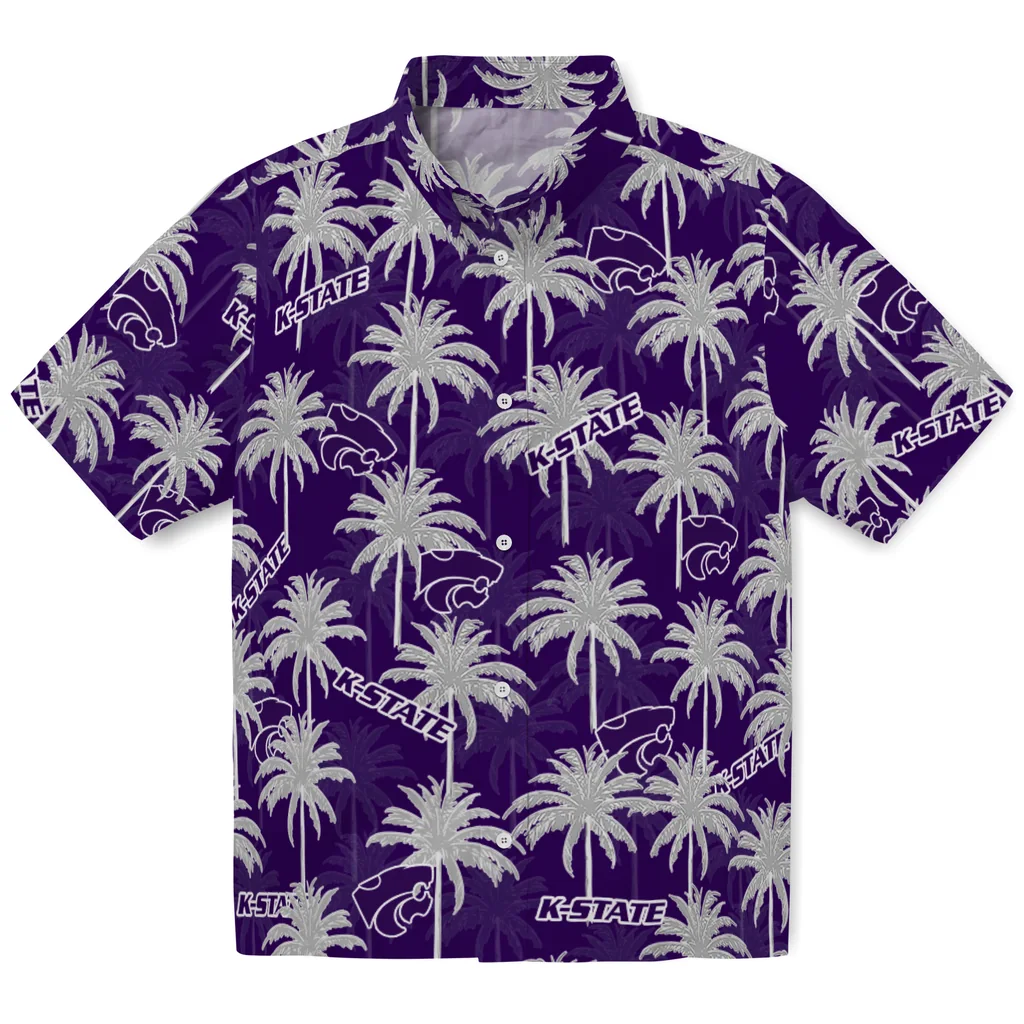 Kansas State Wildcats Hawaiian Shirt - Palm Tree Motif kansas state wildcats palm grove purple hawaiian shirts best selling