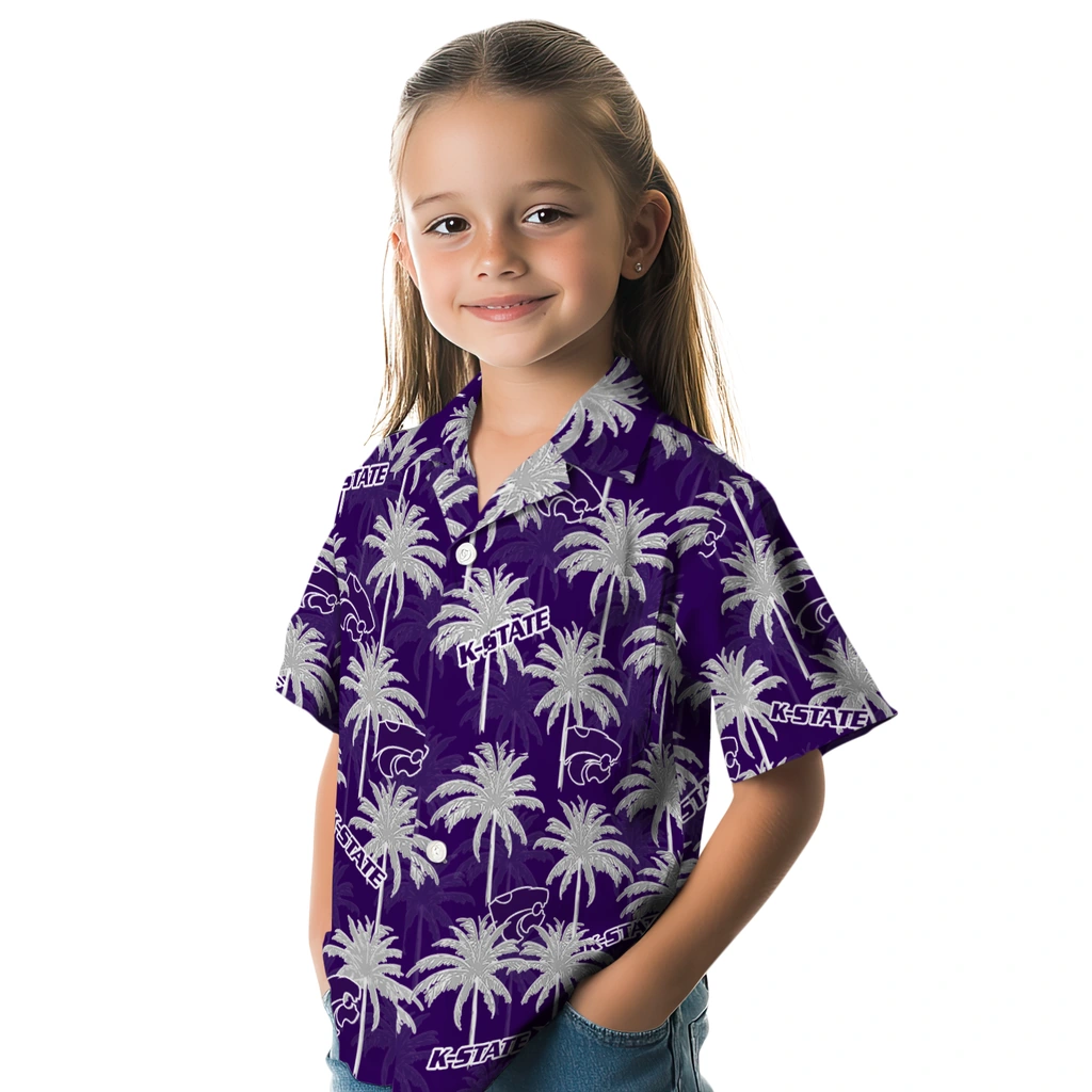 Kansas State Wildcats Hawaiian Shirt - Palm Tree Motif kansas state wildcats palm grove purple hawaiian shirts premium grade