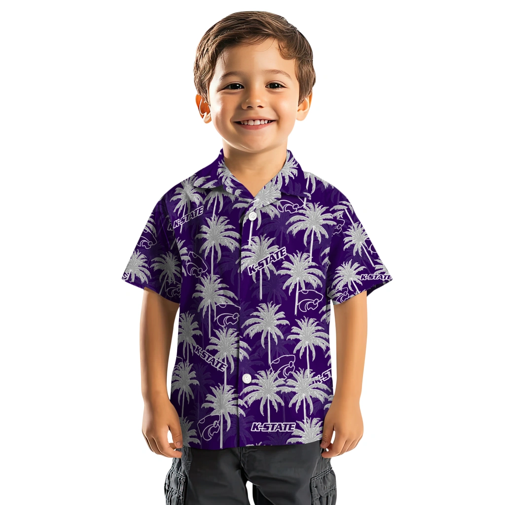 Kansas State Wildcats Hawaiian Shirt - Palm Tree Motif kansas state wildcats palm grove purple hawaiian shirts top rated