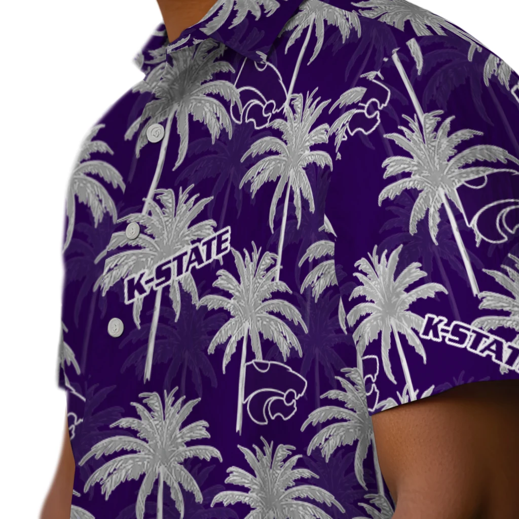 Kansas State Wildcats Hawaiian Shirt - Palm Tree Motif kansas state wildcats palm grove purple hawaiian shirts trendy