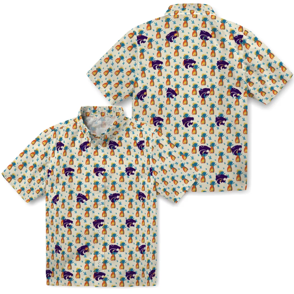 Kansas State Wildcats Hawaiian Shirt - Pineapple Delight kansas state wildcats pineapple delight beige hawaiian shirts high quality