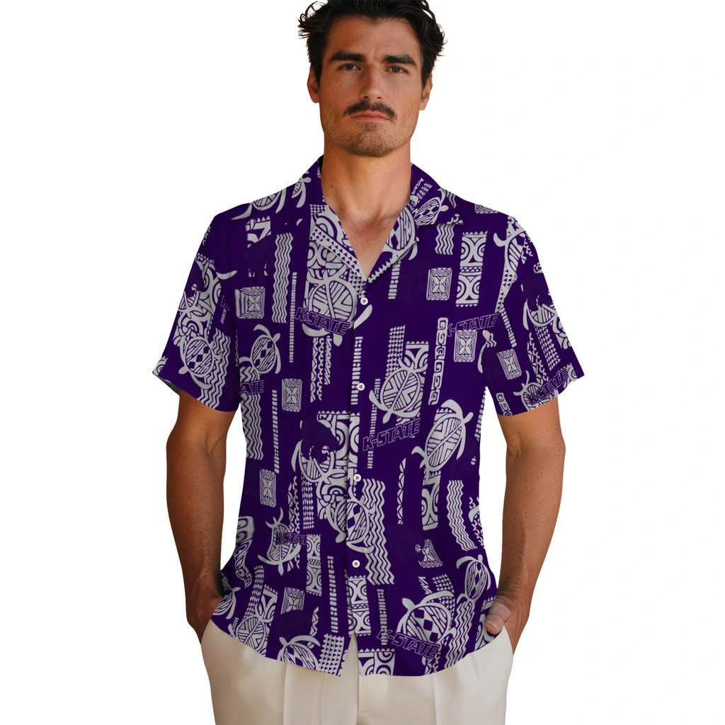 Kansas State Wildcats Hawaiian Shirt - Turtle Lines kansas state wildcats turtle lines purple hawaiian shirts fashion forward