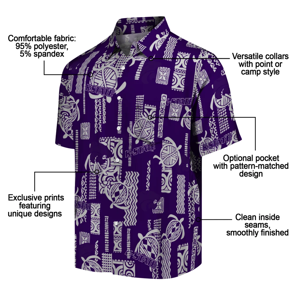Kansas State Wildcats Hawaiian Shirt - Turtle Lines kansas state wildcats turtle lines purple hawaiian shirts new arrival