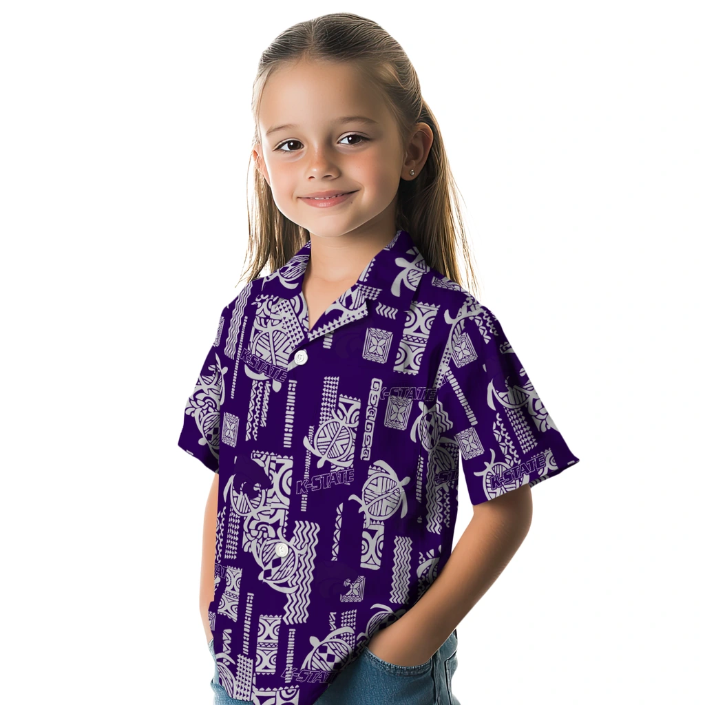 Kansas State Wildcats Hawaiian Shirt - Turtle Lines kansas state wildcats turtle lines purple hawaiian shirts premium grade
