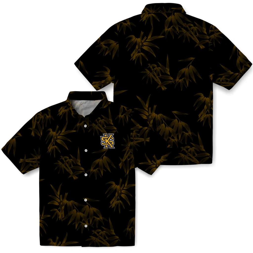 Kennesaw State Owls Hawaiian Shirt - Bamboo Branches kennesaw state owls bamboo branches gold black hawaiian shirts high quality