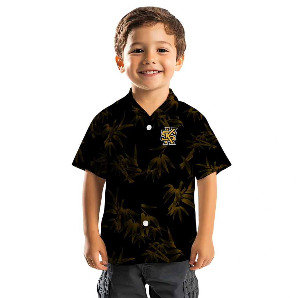 Kennesaw State Owls Hawaiian Shirt - Bamboo Branches kennesaw state owls bamboo branches gold black hawaiian shirts top rated
