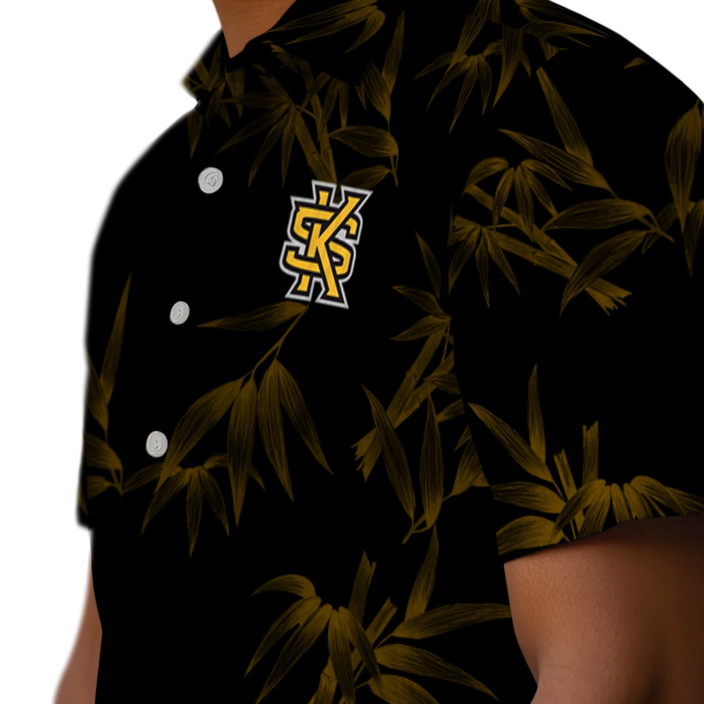 Kennesaw State Owls Hawaiian Shirt - Bamboo Branches kennesaw state owls bamboo branches gold black hawaiian shirts trendy