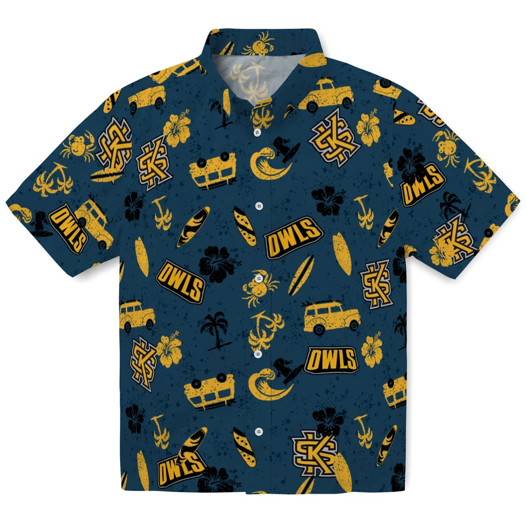 Kennesaw State Owls Hawaiian Shirt - Beach Vibe kennesaw state owls beach vibe navy hawaiian shirts best selling